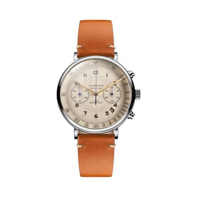Men's chronograph watch with tan leather strap